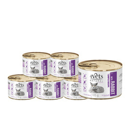 4Vets Natural Sterilised Wet Cat Food with Rabbit, 6-Pack (185 g each)
