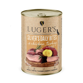 Luger's Silver's Daily Bites Wet Dog Food with Chicken, Turkey, and Potatoes, 400 g