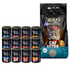 Dolina Noteci Premium Wet Cat Food Set 12 x 400 g + Rafi Lavender-Scented Clumping Cat Litter, Compact 10 l