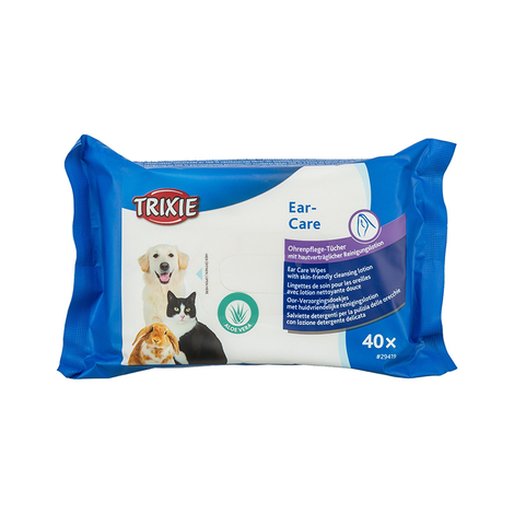 Trixie Moist Ear Wipes with Aloe Vera for Dogs, Cats, and Rabbits - 40 count