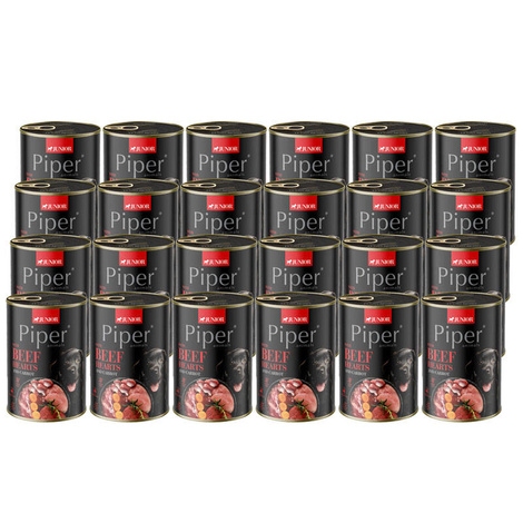 Piper Animals Junior Wet Dog Food with Beef Hearts and Carrots, 24 x 400 g Set