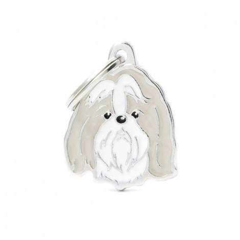 Engraved ID Tag for Shih Tzu Dogs, Gray