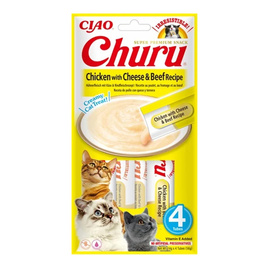 Inaba Churu Creamy Cat Treats, Chicken & Cheese Flavor, 4 x 14 g