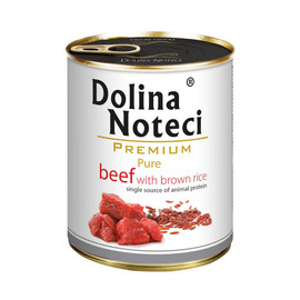 Dolina Noteci Premium Pure Wet Dog Food for Dogs with Allergies—Rich in Beef with Brown Rice, 800 g Can