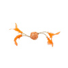 BUBA Wicker Cat Toy Ball with Feathers, Orange