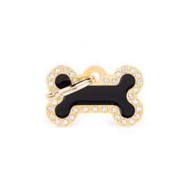 Engraved ID Tag for Dogs and Cats—Small Black and Gold Glam Bone