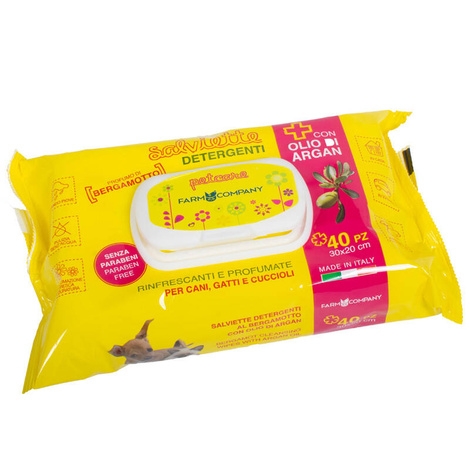 Farm Company Pet Wipes with Argan Oil and Bergamot, 40 count