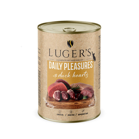Luger's Daily Pleasures Wet Cat Food with Duck Hearts, 400 g