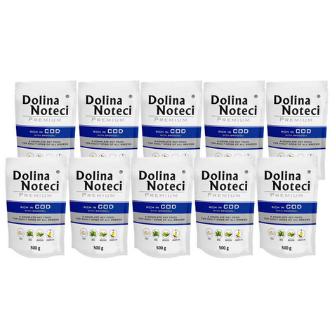 Dolina Noteci Premium Wet Dog Food Rich in Cod with Broccoli, 10 x 500 g Set