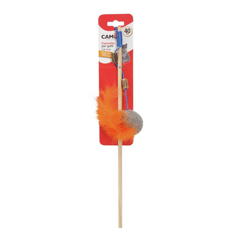 Camon Cat Toy: Fishing Rod with Ball and Feathers, Cat Toy, 40 cm