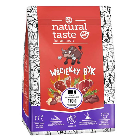 Natural Taste "Raging Bull" Dry Dog Food, 1 kg