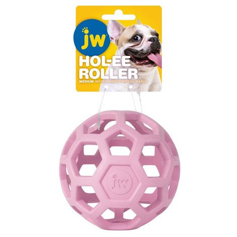 JW Pet Hol-ee Roller Openwork Dog Toy Ball, Pink, Medium, 11.5 cm