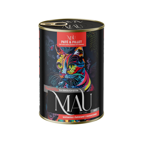 MAU Pâté and Fillet Wet Cat Food: Beef with Sweet Potatoes and Rosemary, 400 g