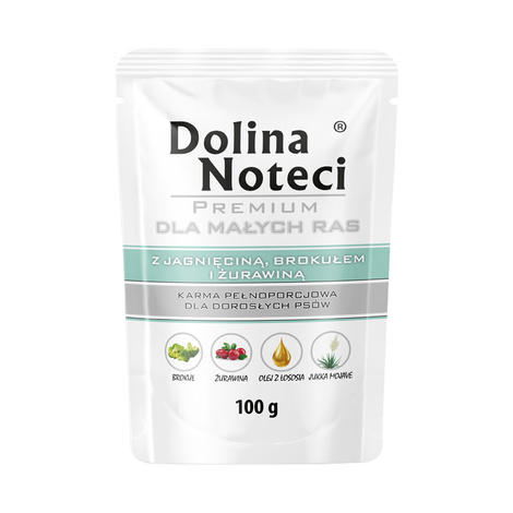 Mokra karma dla psów małych ras Dolina Noteci Premium z królikiem, fasolka i ryżem brązowym puszka 185 g