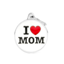 "I Love Mom" Engraved ID Tag for Dogs and Cats