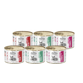 4Vets Natural Wet Cat Food, Mixed Flavors, 6 x 185 g