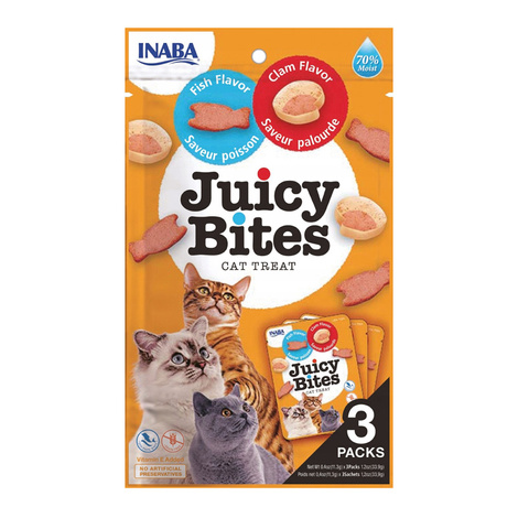 Inaba Juicy Bites Cat Treats: Fish and Mussels, 3 x 11.3 g