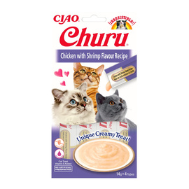 Inaba Churu Creamy Cat Treats, Chicken & Shrimp Flavor, 4 x 14 g