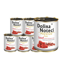 Dolina Noteci Premium Pure Wet Dog Food for Dogs with Allergies—Rich in Beef with Brown Rice, 6-Pack (800 g each)