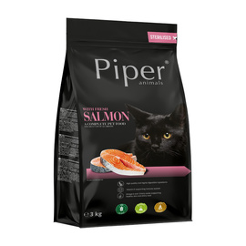 Piper Animals Dry Cat Food for Spayed or Neutered Cats with Fresh Salmon, 3 kg