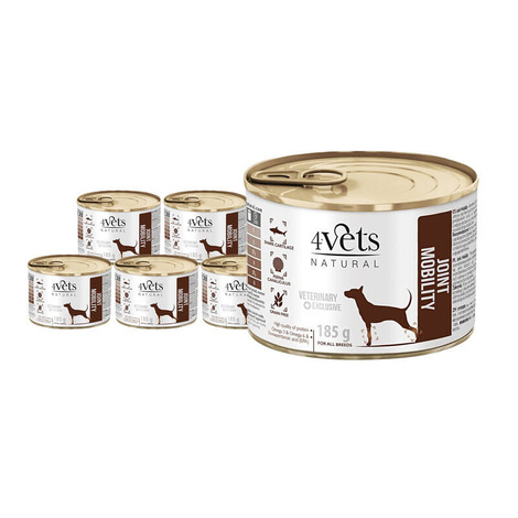 4Vets Natural Joint Mobility Wet Veterinary Dog Food for Dogs with Joint Problems, 6 x 185 g