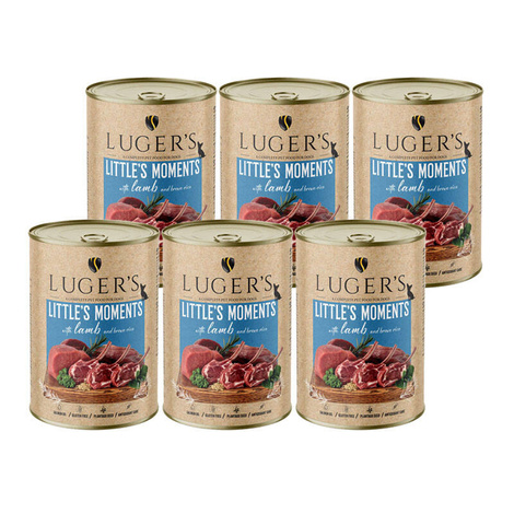 Luger's Little's Moments Wet Dog Food for Small Breeds with Lamb and Brown Rice, 6 x 400 g Set