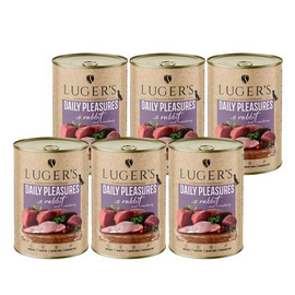 Luger's Daily Pleasures Wet Dog Food with Rabbit and Cranberry, 6-pack (400 g each)