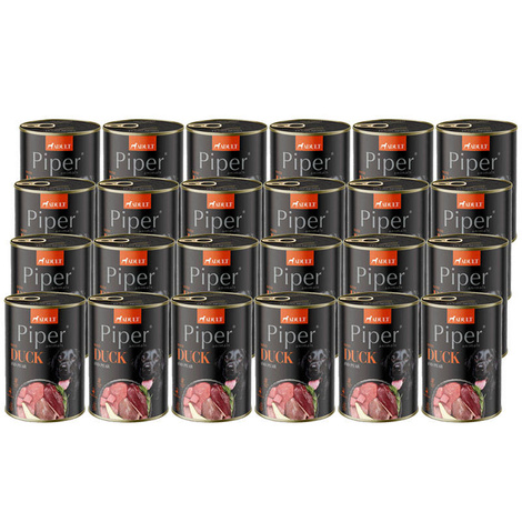 Piper Animals Wet Dog Food with Duck and Pear, 24 x 400 g Set