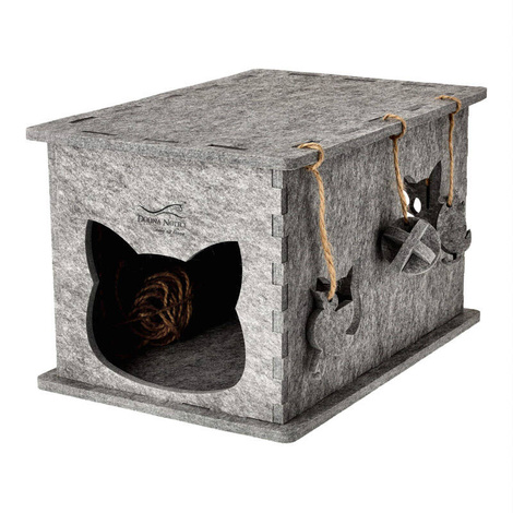 Dolina Noteci Gray Felt Cat House, 32 x 37 x 54 cm