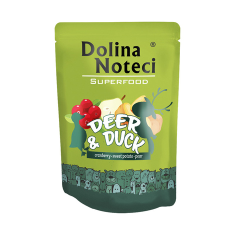 Dolina Noteci Superfood Wet Dog Food: Venison with Duck, 300 g pouch