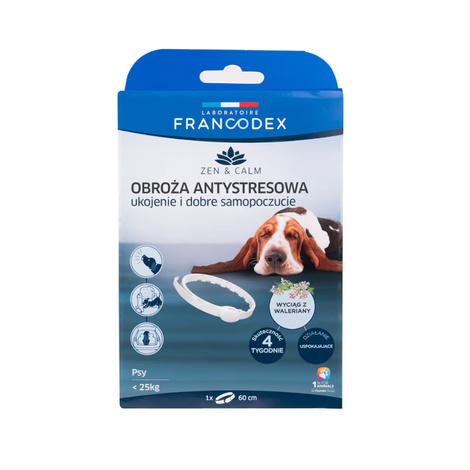 Francodex Anti-Stress Collar with Valerian for Dogs Under 25 kg, 60 cm