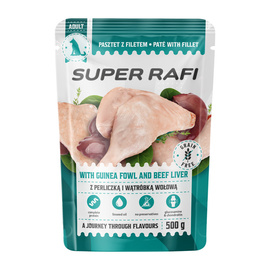 Super Rafi Wet Dog Food with Guinea Fowl and Beef Liver, 800 g