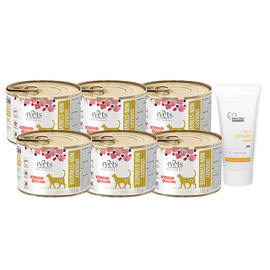 Veterinary wet food for cats with urinary tract conditions: 4Vets Natural Urinary Non-struvite, set of 6 x 185 g + Over Zoo Over Urinary Paste, a paste that supports the urinary tract in cats, 50 g