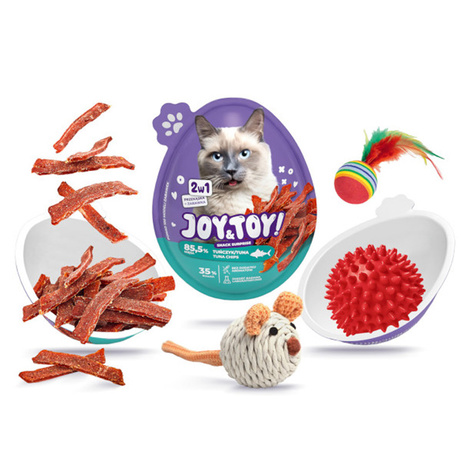 Joy&Toy 2-in-1 Surprise Egg for Cats: Tuna-Flavored Snack + Toy