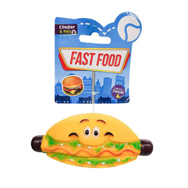 Cooper &amp; Pals Squeaky Dog Toy: Fast Food Hot Dog, 13 cm
