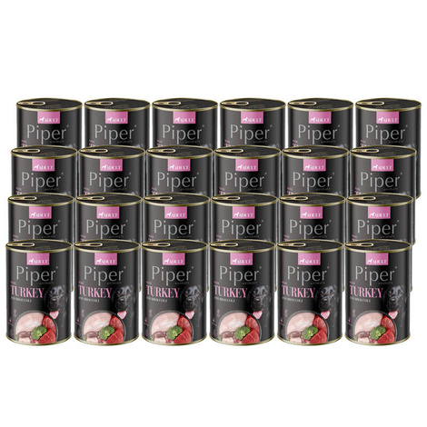 Piper Animals Wet Dog Food with Turkey and Broccoli, 24 x 400 g Set