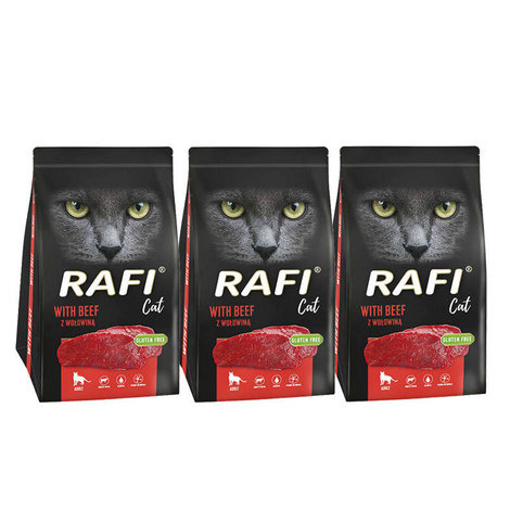 Rafi Cat Dry Cat Food with Beef, 3 x 1.5 kg