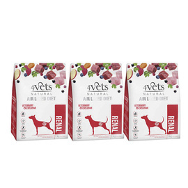 4Vets Natural Renal Dry Dog Food for Dogs with Kidney Failure, 3 x 1 kg Set