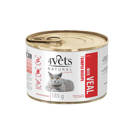 4Vets Natural Wet Cat Food with Veal, 185 g