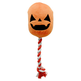 Cooper & Pals Halloween Pumpkin Dog Toy with Squeaker and Tug Strings, 30 cm