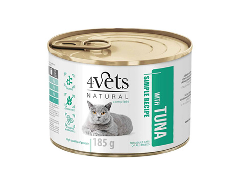 4Vets Natural Wet Cat Food with Tuna, 6-Pack (185 g each)
