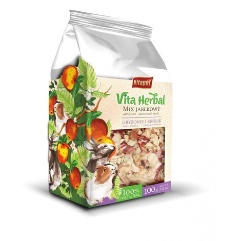 Vitapol Vita Herbal Treat for Rodents and Rabbits, Apple Mix, 100 g