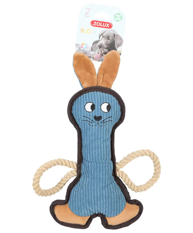Zolux Durable Dog Toy: Buddy the Rabbit, Blue, 33 cm