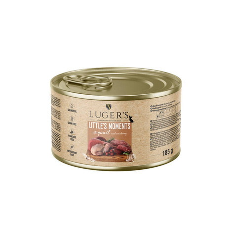 Luger's Little's Moments Wet Dog Food for Small Breeds with Quail and Cranberries, 185 g