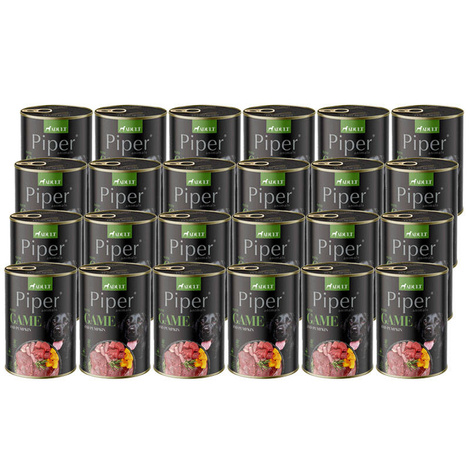 Piper Animals Wet Dog Food with Venison and Pumpkin, 24 x 400 g Set